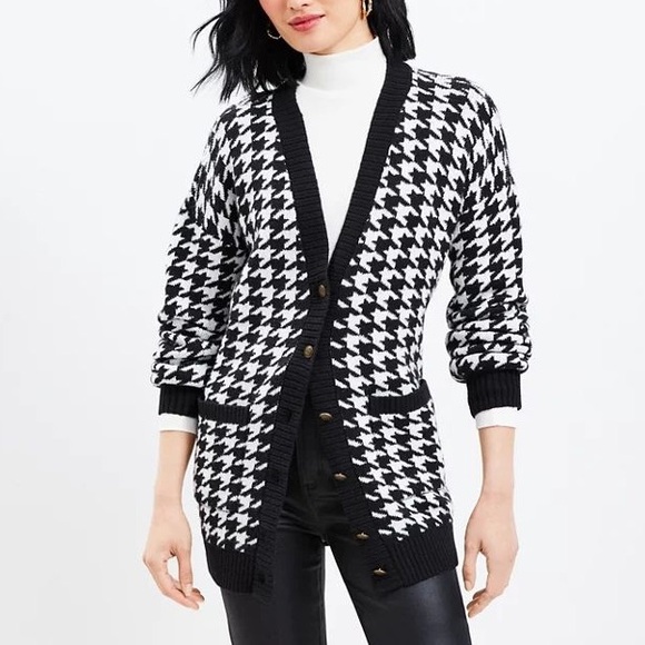 LOFT Sweaters - LOFT Houndstooth Cardigan Sweater